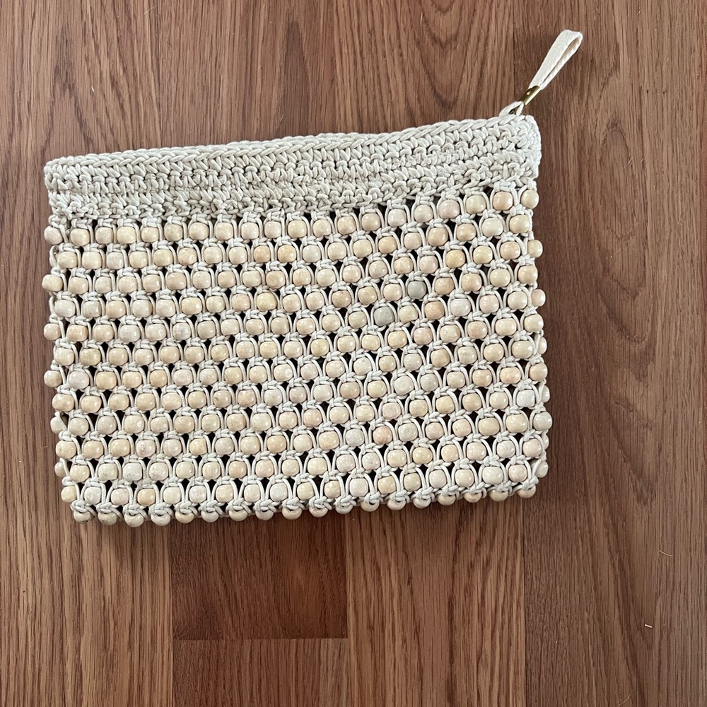 Madewell Cream Woven Clutch
